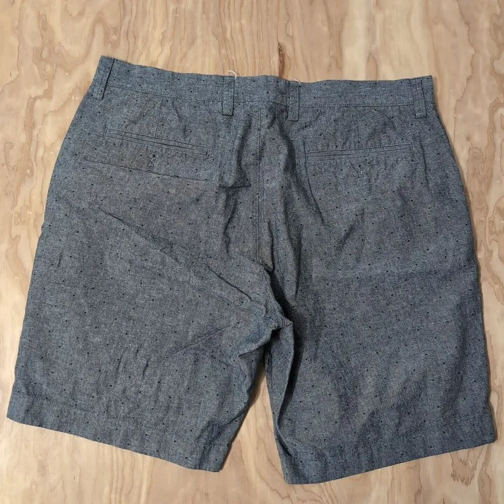 J Crew Shorts Mens 34‎ Gray Polka Dot Flat Front Chino Gramercy Lightweight